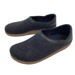 Haflinger Grizzly Torben Mens 11Wool Slip On Clogs Closed Heel Dark Gray